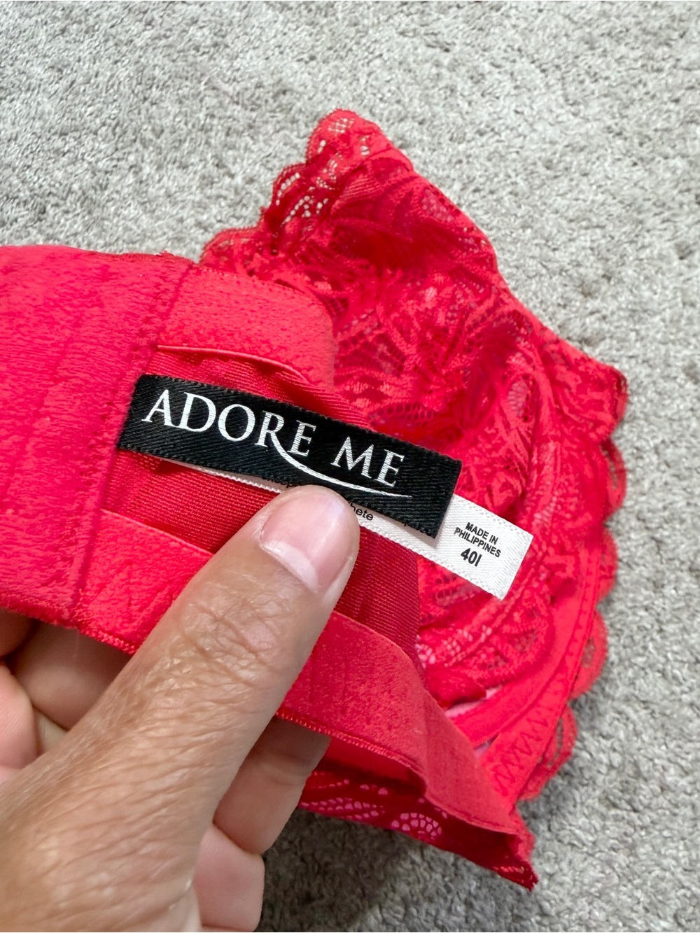 Adore Me Women’s Lace Bra Underwire Romantic Sexy in Red 40I - Picture 11 of 13